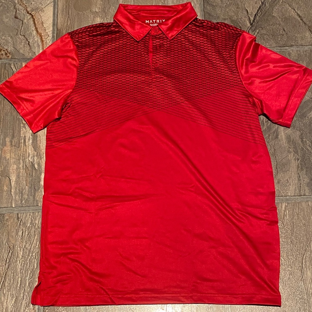 ‘Matrix’ Men’s Dri-wear Red Polo/Golf Shirt. Size US Medium